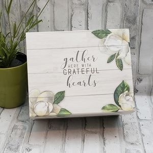 Floral "Gather Here With Grateful Hearts" Flip Top Storage Box